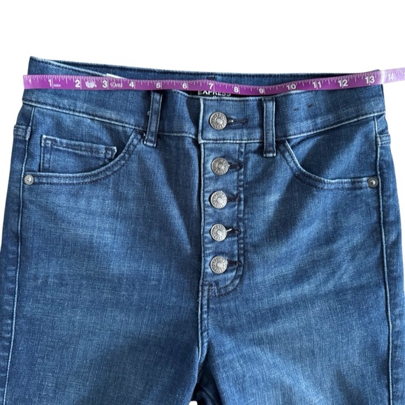 Express button down women’s Blue Jeans skinny high rise size 2R 2 #911 - Picture 9 of 13